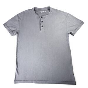 Abercrombie & Fitch Button Henley Short Sleeve Shirt Y2K Mens M Gray Preppy Soft